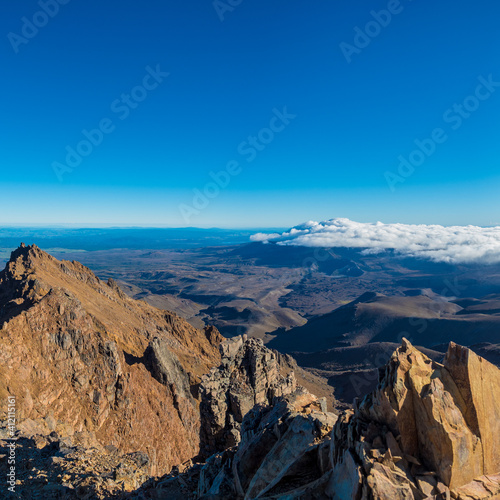 The view from mount ruapehu looking across to mount ngauruhoe mt doom in light cloud photo