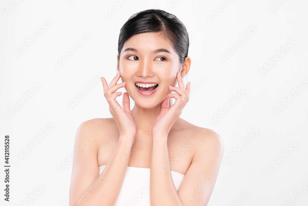 Beautiful young asian woman with clean fresh skin on white background, Face care, Facial treatment, Cosmetology, beauty and spa, Asian women portrait Beautiful young asian woman with clean fresh skin on white background, Face care, Facial treatment, Cosmetology, beauty and spa, Asian women portrait