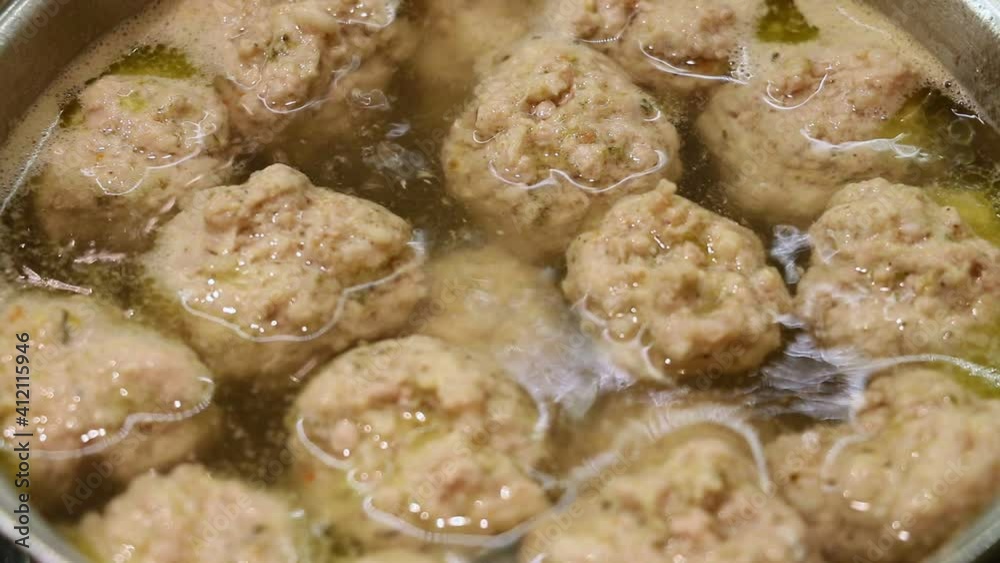 Meat cutlets are cooked in a saucepan for soup or for a side dish. Meat cutlets are cooked in a saucepan for soup or for a side dish.