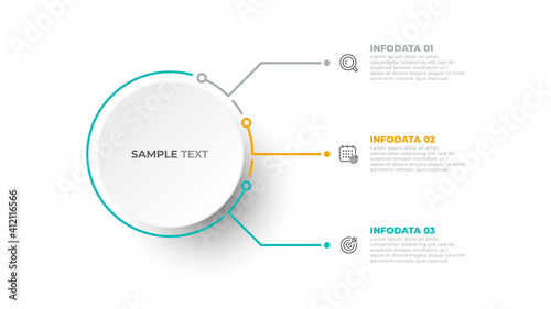 Vector infographic report template. Modern design circle with thin line elements. Business concept with 3 options or steps.