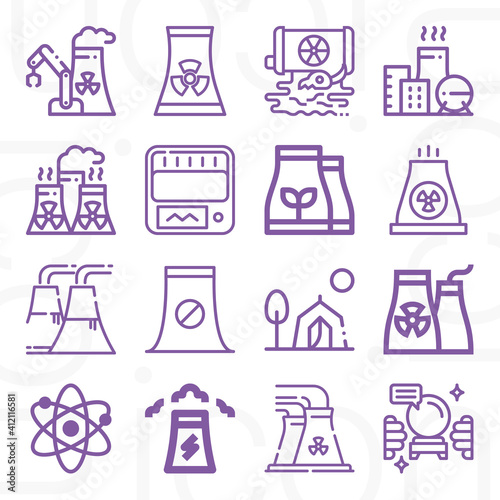 16 pack of radiation  lineal web icons set