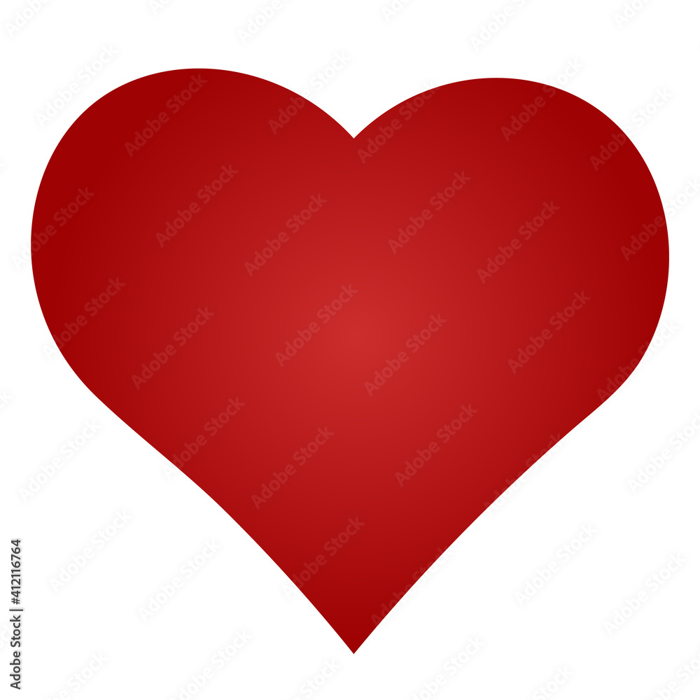 Red heart with gradient, emoji heart sticker for print