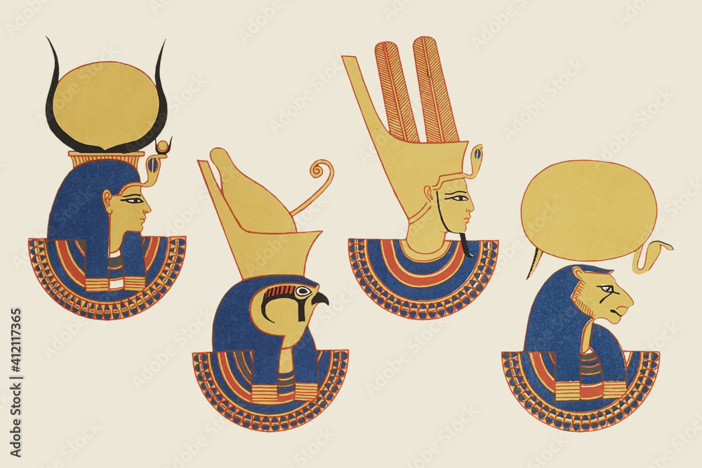 Ancient Egyptian gods and goddesses vector pack Stock Vector | Adobe Stock