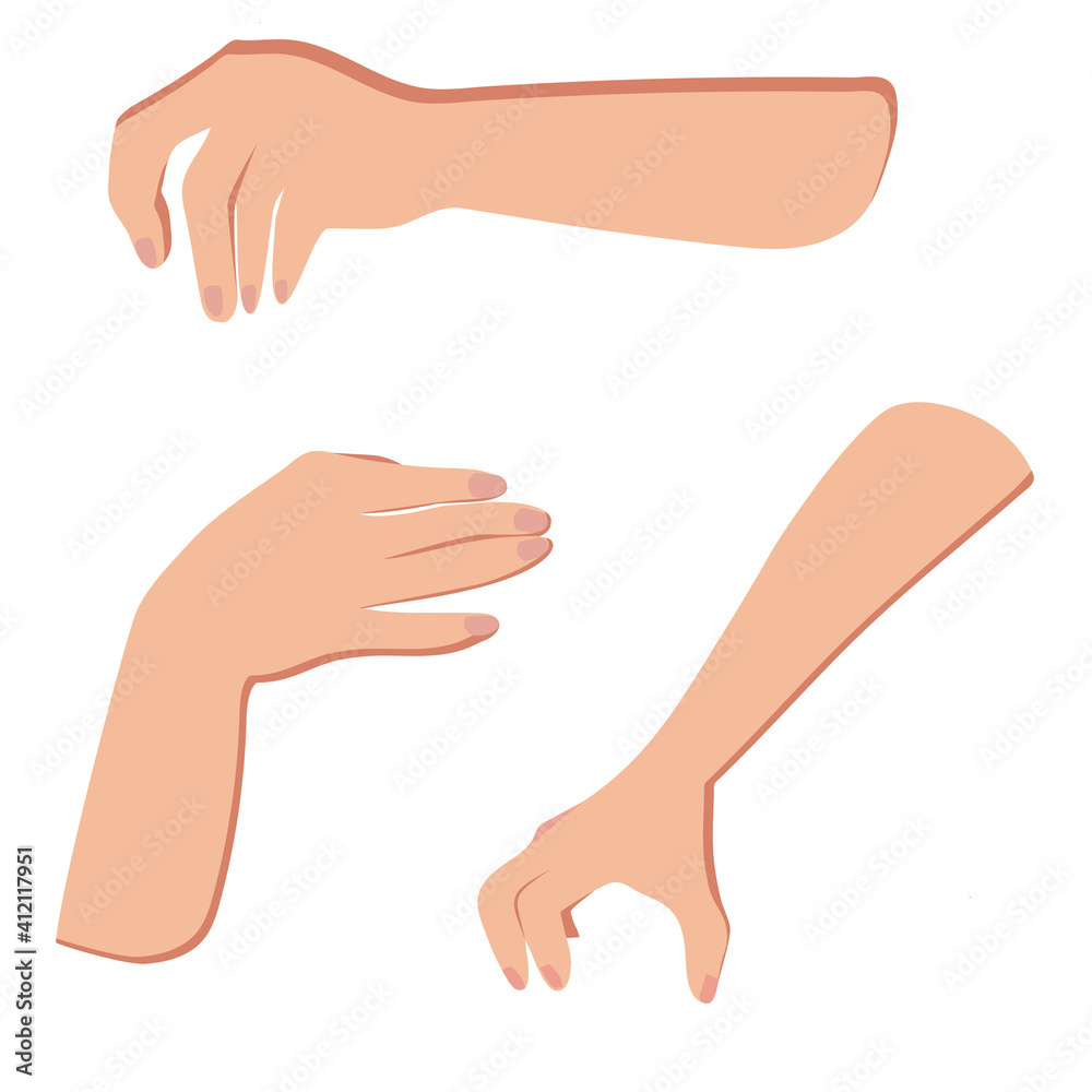 Female hands gesture hand sign vector illustration of a hand in an open gesture Female hands gesture hand sign vector illustration of a hand in an open gesture