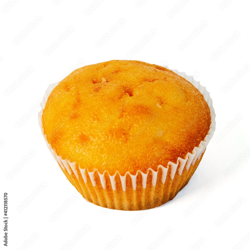 Muffin-American round cupcake with filling isolated on a white background Muffin-American round cupcake with filling isolated on a white background