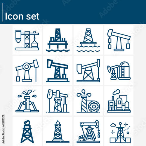 Simple set of pump jack related lineal icons.