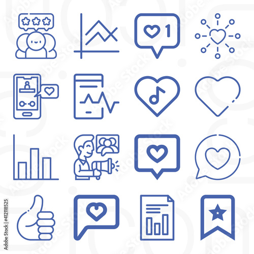 16 pack of comment lineal web icons set