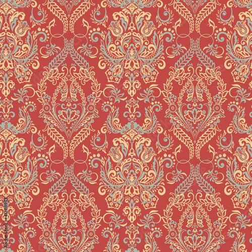 Vector Floral textured print. Damask Seamless vintage pattern. Can be used for wallpaper, fabric, invitation