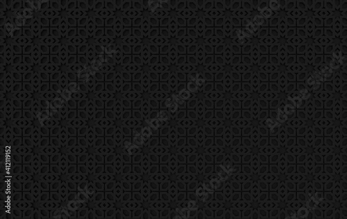 Wallpaper Mural Arabic black geometric pattern, muslim holiday Eid al Adha ornament background. Ramadan arabesque 3d render illustration Torontodigital.ca