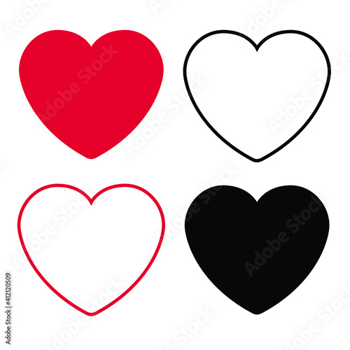 Vector hearts set red and black, love collection 