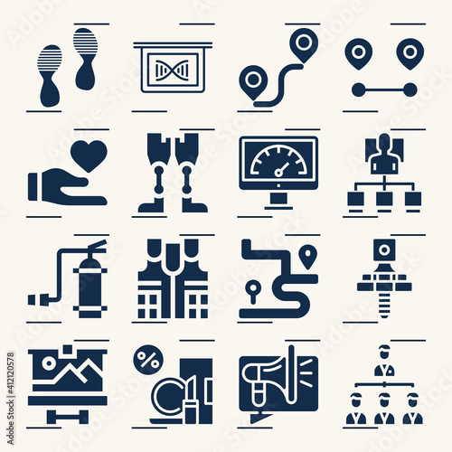Simple set of foundation related filled icons.