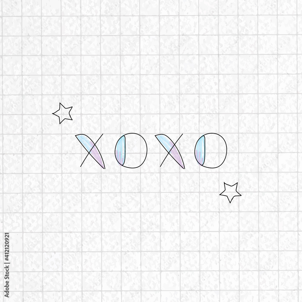 Xoxo typography on grid patterned background vector