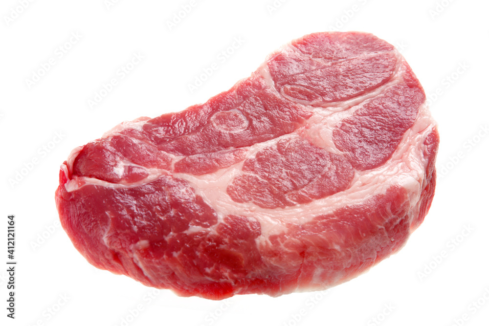 Raw pork steak closeup