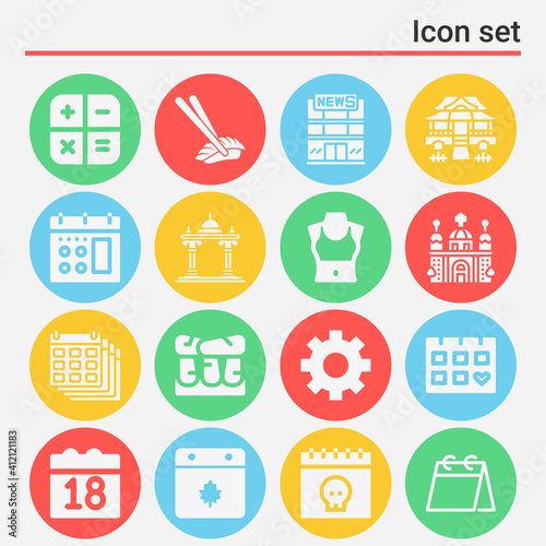 16 pack of monument  filled web icons set