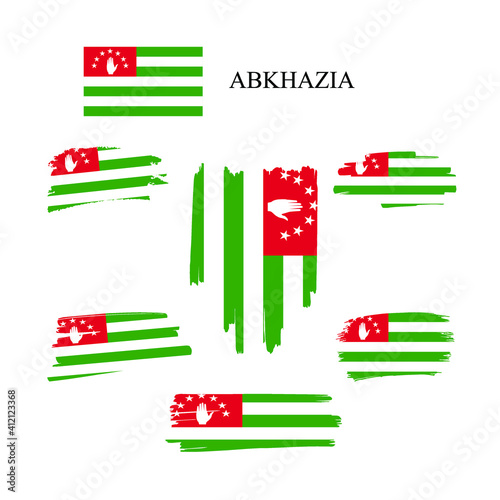 Abkhazia Flag Set. Vector stock illustration isolated on white background.