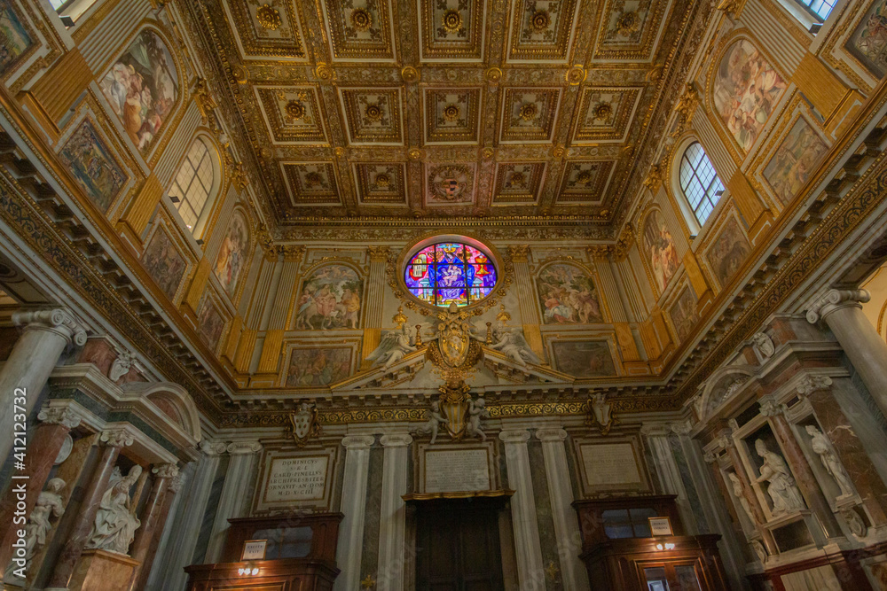 Interior view of  Basilica Santa Maria Maggiore in a chapel of the Basilica of St. Mary Major in Rome.