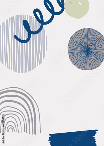 Scandinavian mid century background vector in dull blue