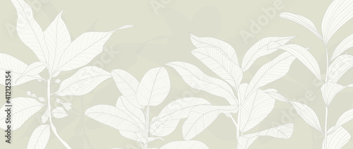 Background with plants and leaves. Botanical minimal wallpaper design. vector illustration. 