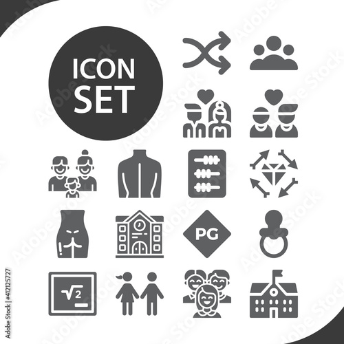 Simple set of children related filled icons.