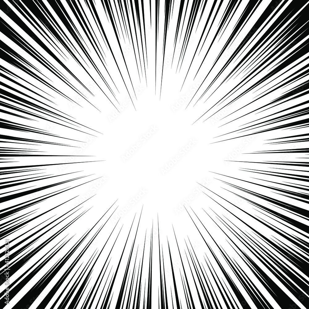 Vector black radial speed line burst for background design or cartoon template. Comic Book Design Element. Black and white vector illustration. Vector black radial speed line burst for background design or cartoon template. Comic Book Design Element. Black and white vector illustration.