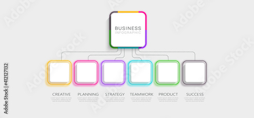 Modern Imitating Neon Thin Line Infographic Template with 5 Steps for Success. Business Process Chart with Options for Brochure, Diagram, Workflow, Timeline, Number Options. Vector EPS 10