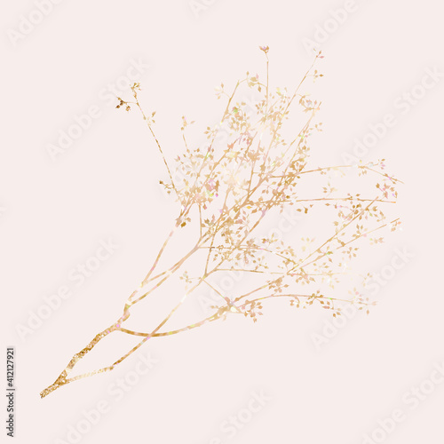 Glitter leaf vector gold design element