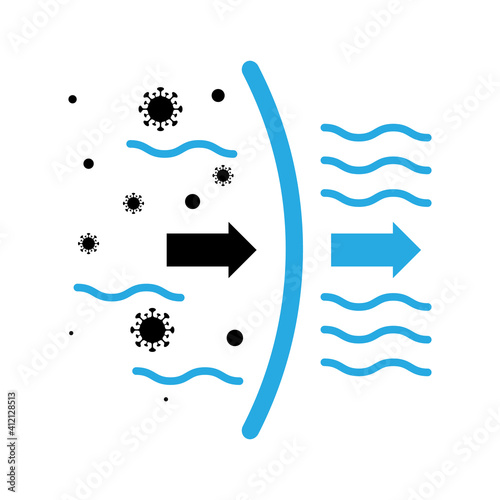 Air Filter Icon, Hepa Filtration Symbol, Dust Filter Sign