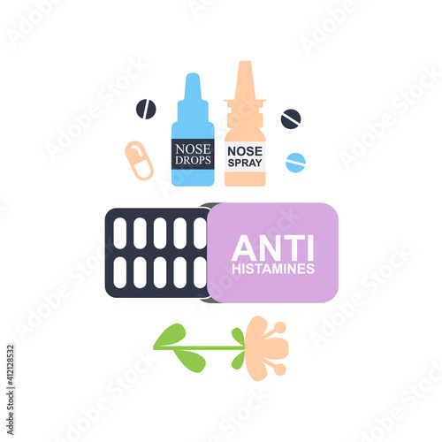 Antihistamine Pills Icon, Anti Histamine Tablets, Anti Allergy Medicine