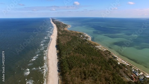 Aerial of Hel Peninsula in Poland Sandy Beaches