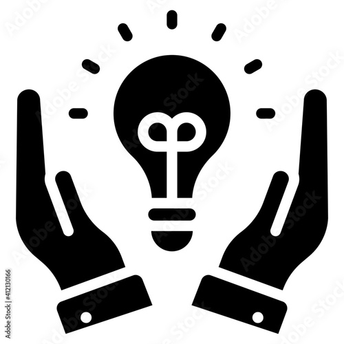 Icon of idea care, innovative glyph design