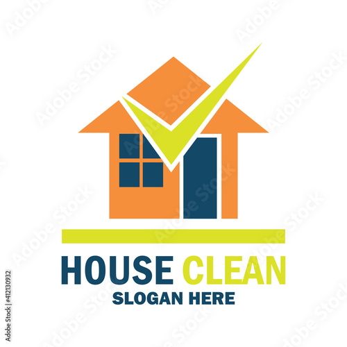 cleaning service logo with text space for your slogan tagline, vector illustration