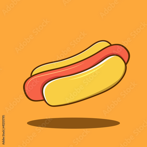 Flat hotdog  design on orange background