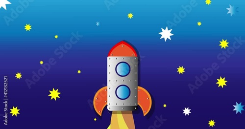 Rocket in universe animation footage