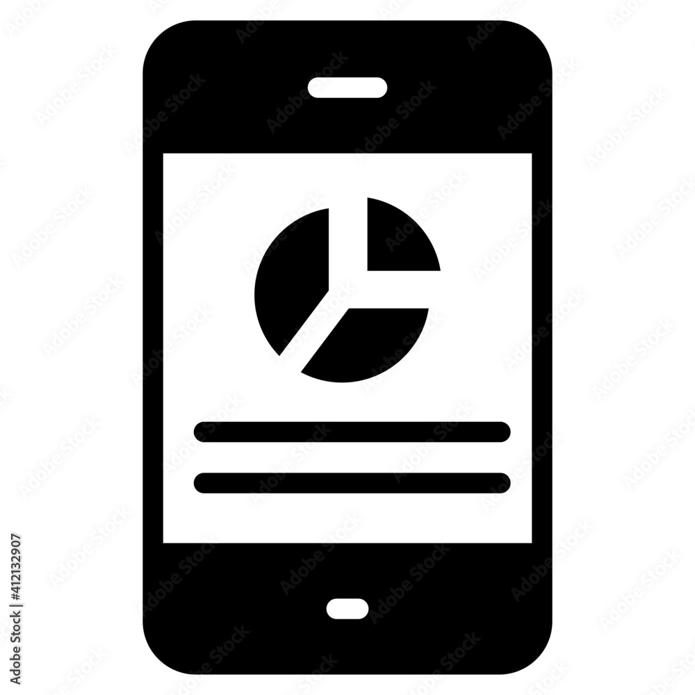Mobile data analytics icon in glyph design Mobile data analytics icon in glyph design