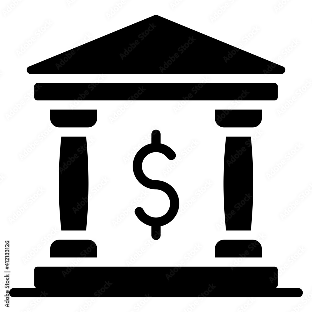 A solid design icon of bank building A solid design icon of bank building