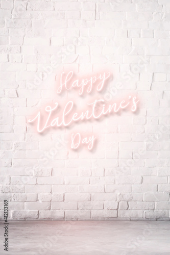 Happy Valentines Day typography style on brick wall vector