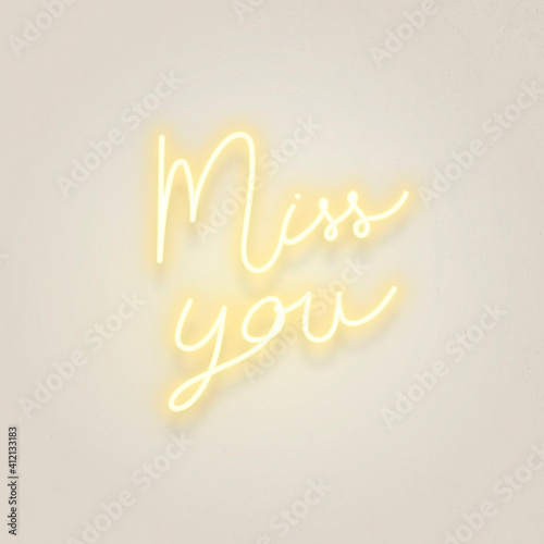 Yellow miss you neon word vector