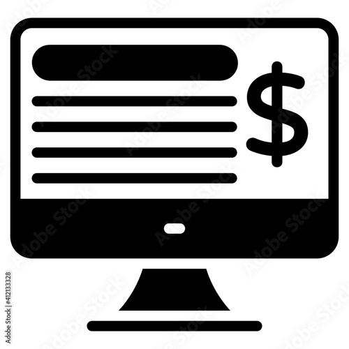 Dollar on monitor showcasing investment website icon