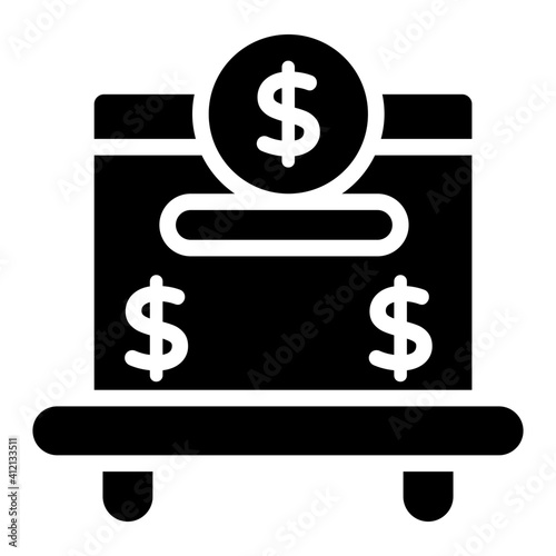 Dollar with box, concept of donation box icon