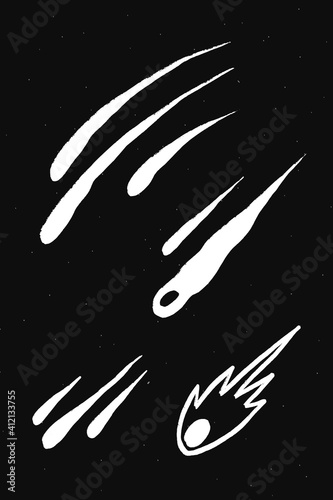 Space comet silver vector galactic doodle sticker