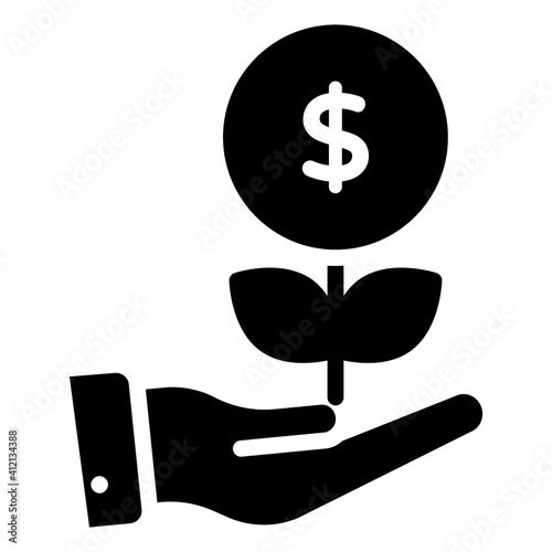 Dollar plant icon, concept of money growth 