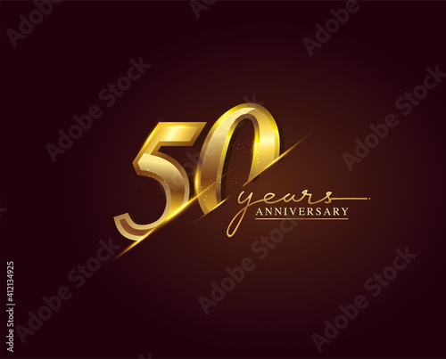 Obraz na płótnie 50 Years Anniversary Logo Golden Colored isolated on elegant background, vector design for greeting card and invitation card w salonie