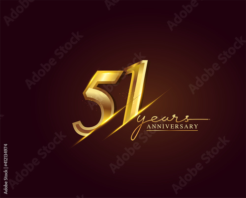 51 Years Anniversary Logo Golden Colored isolated on elegant background, vector design for greeting card and invitation card