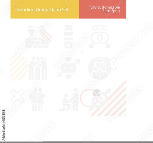 Simple set of lesbian related filled icons.