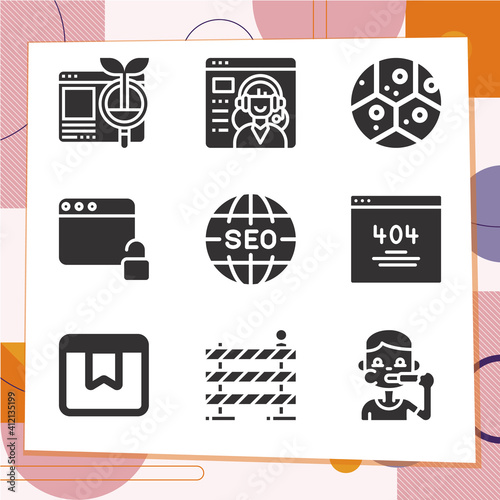 Simple set of 9 icons related to membrane
