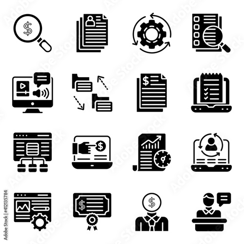 Pack of E Business Solid Icons