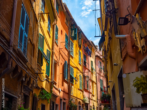 Typical alley of the village of Portovenere in Liguria