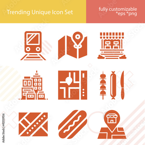Simple set of pavement related filled icons.