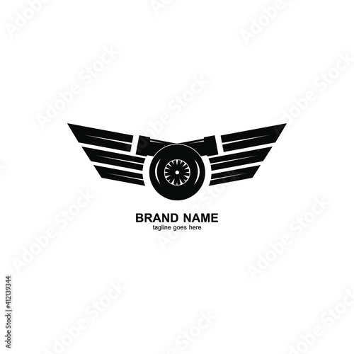 simple and elegant turbo logo design, with a combination of flying wings