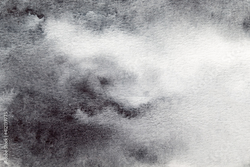 Grey abstract watercolor background. Painting on paper